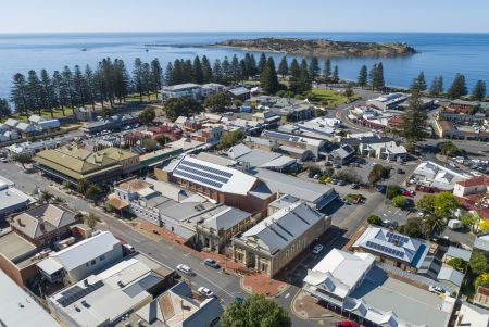 Aerial view of Victor Harbor town centre