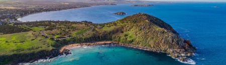 An aerial view of the Bluff looking back over the Victor Harbor township