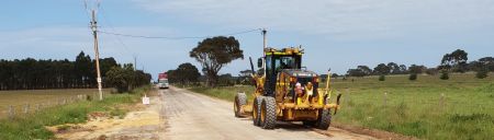 Construction works on dirt road