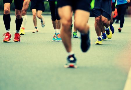 Group running on road