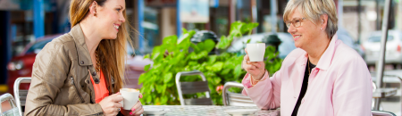 Two women outdoor dining