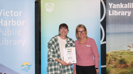Victor Harbor High School representative with Mayor Jenkins