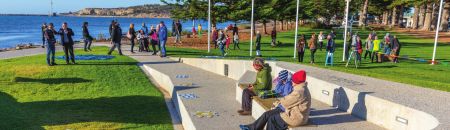 People enjoying the Amphitheatre on Victor Harbor's foreshore