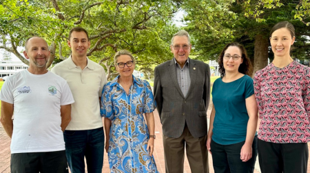 Image, left to right: Matt Evans (Victor Harbor Half Marathon, Community Event of the Year), Jake Baalmann (Young Citizen of the Year), Dr Moira Jenkins (Mayor), Desmond Schirmer (Citizen of the Year), South Coast Chamber Orchestra (Award for Active Citizenship).