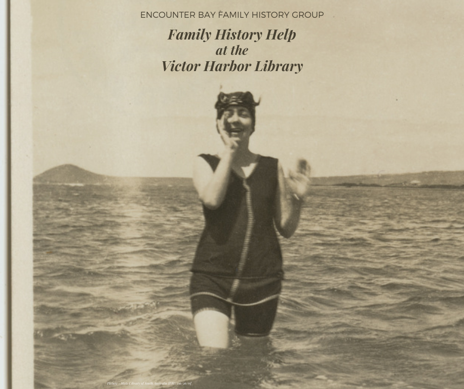 Encounter Bay Family History group - old photograph of woman swimming in Victor Harbor